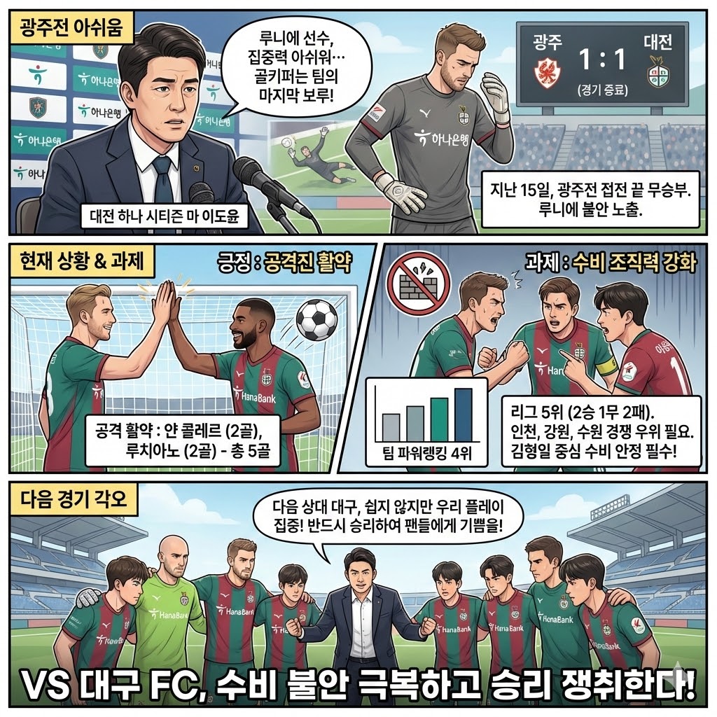 [대전 이도윤 감독] 루니에, 믿음 흔들리나